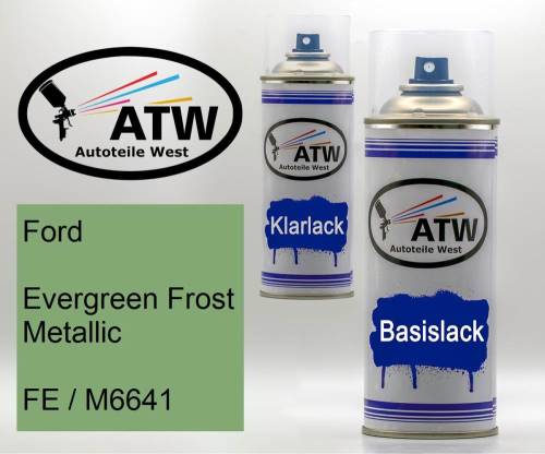 Ford, Evergreen Frost Metallic, FE / M6641: 400ml Sprühdose + 400ml Klarlack - Set, von ATW Autoteile West.